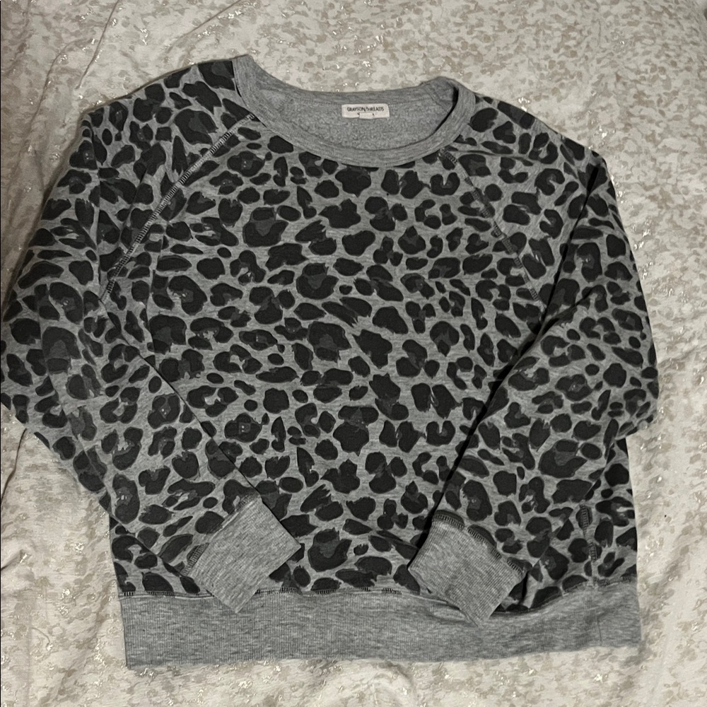 Grayson Threads Gray and Black Leopard Print Sweater
